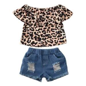 [0-5th] SETELAN ANAK PEREMPUAN MOTIF LEOPARD DENIM MACAN