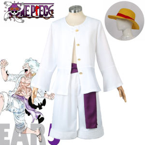 Anime One Piece Luffy Cosplay Costume Two Years Later Monkey D Luffy White Full Outfit Luffy Straw Hat Adult Kids Halloween Party Role Play