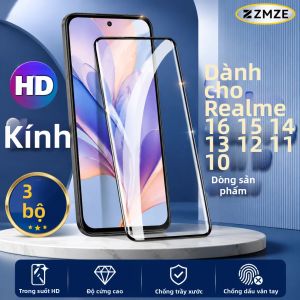 Bộ 3 Miếng Dán Kính Cường Lực Bóng HD Cho Realme Series 14 Đến 16 Pro Lite - Miếng Dán Bảo Vệ Màn Hình Chống Trầy Xước Chống Nước