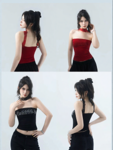 Spicy Lace and Rhinestone Bra Top Backless Fit Casual Upperwear