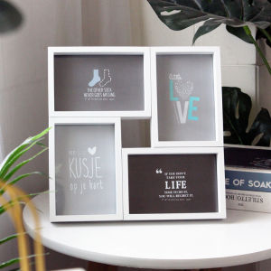 Creative Combination Photo Frame 4 Grids 6 Inches Tabletop Wall Mounted Black And White Photos Frame High-End Sense Decorative Home