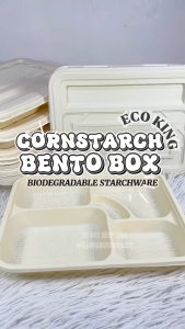 ECO KING 20PCS CORNSTARCH BENTO BOX 5 COMPARTMENT BIODEGRADABLE DISPOSABLE DINNERWARE ECO-FRIENDLY