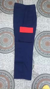 Quần áo bảo hộ lao động có phản quang túi hộp màu xanh đen phối đỏ vải kaki 31 - Nsafe