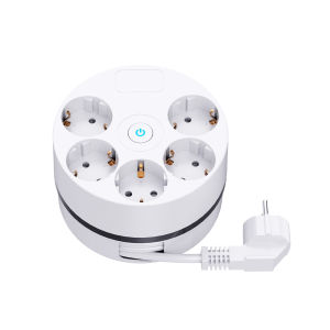 Cilia | 5 in 1,EU Socket,Power Strip rounded,Reel trough,with Switch1.5M Extension CordCE certification16A3680WFor EU Country