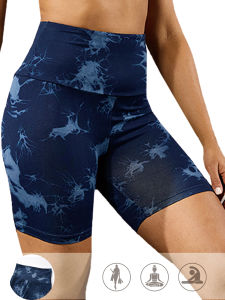 Super Soft High Waisted Tie Dye Print Sport Biker Shorts for Women No See Running Yoga Athletic Push Up Gym Shorts