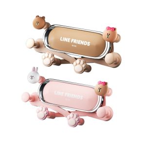 100% Authentic Line Friends Accessories Car Phone Holder for Car Aircon Vent Mount 360 Degree Rotatable Clip Type Cell Phone Holder for Smartphone Car Accessories Gravity Phone Hold Birthday Gift LFB18
