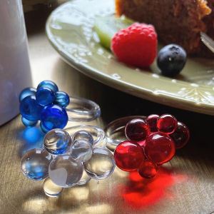 New Colorful Transparent Flower Acrylic Resin Beads Geometric Irregular Rings for Women Girls Party Jewelry HUANZHI 2024