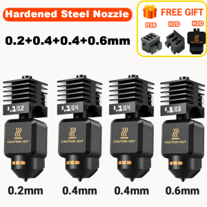 Hotend for Bambu Lab H2D H2S H2C X2D P2S 0.2/0.4/0.6/0.8mm Hardened Steel Nozzle Quick Swap High Temp 3D Printer Extruder Parts