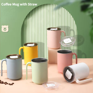 304 Stainless steel Double Wall Vacuum Insulated Tumbler Hot and Cold Drinkware Stainless Steel Coffee Tea Mug with Straw and Cup Lid (500ML)