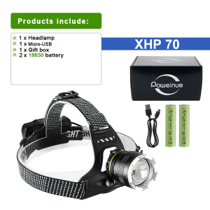 Powerful Head Flashlight XHP 70 Headlight Zoom Sensor Rechargeable LED Headlamp Outdoor Multi-Function Head Torch Lantern Lamps