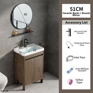 Walnut Ceramic Sink Vanity Set