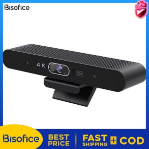 Bisofice 4K Camera USB Webcam HD Video Conference Camera with Microphone and Speaker AI Face Tracking Auto Focus 360° Voice Pickup Plug & Play Compatible with Windows Android Mac for Video Conference/Online Course/Live Streaming