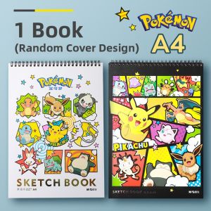 Morning Light Pokemon A4 Sketchbook Art Drawing Blank Picture Book Quick-drawing Book for Primary School Students And Kindergarten Children Pikachu Collaborative Edition
