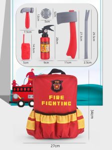 Bộ Đồ Chơi Thợ Cháy Trẻ Em Túi Xách Đỏ Mũ Thợ Cháy Trang Phục Giả Mạo Máy Quét Cháy Quà Tặng Cho Bé Trai Túi Xách Học Sinh