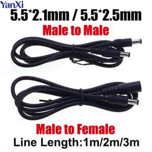 DC 5.5*2.1mm 5.5*2.5mm Male to Male / Female Connection Line DC Power Cord Extension Cable For CCTV Security Monitoring Camera