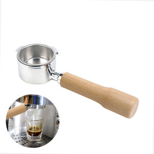 51mm Coffee Bottomless Portafilter with Filter Basket & Wooden Handle Replacement for De-longhi EC680 EC685 Coffee Machine Tool Reusable Alloy Filters Coffee Extraction Accessories