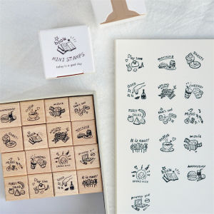Domestic Wooden Notebook Seal Hand Account Rubber Stamp Mini Schedule Stamp Clock-in Record Daily Food Original Stamp