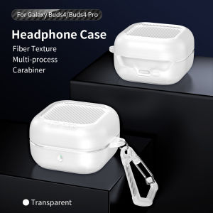 New Carbon Fiber Earphone Protective Cover For Samsung Galaxy Buds 4 / Buds 4 Pro Cover With Keychain Soft TPU Shockproof Case