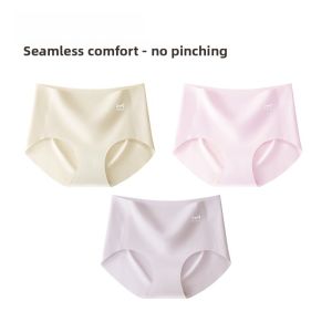 miiow | Ice Silk High Waist Thin Fitness Briefs Womens Underwear Cat Person Seamless Summer New Style Comfortable Breathable Cotton