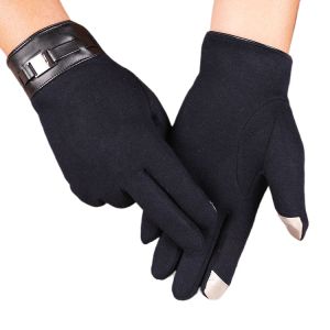 Autumn Winter Men Thickened Touchscreen Gloves Fleece Lined Warm Thermal Non Slip Driving Riding Cashmere Windproof Coldproof