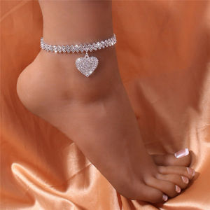 Huitan Rhinestone Chain Womens Anklets Silver Color/Gold Color Luxury Bracelet on Leg Accessories Wedding Party Fashion Jewelry
