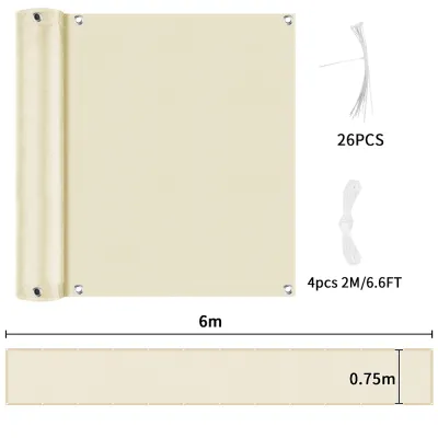 Privacy Shading Cloth Balcony Fence Screen Outdoor Sunshade Net for Garden Wall Backyard Porch Rope Cable Tie Included