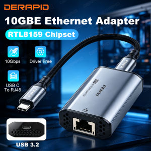 USB 10GbE Ethernet Adapter RTL8159 Chip USB3.2 Gen2x2 Type C To RJ45 10G External Network Card Driver Free For Gaming Streaming