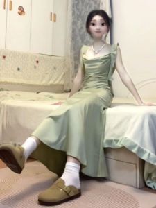 CHANGTONG | Unique Luxury Satin Dress A-line Halter