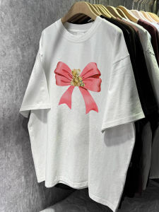 Áo Thun Tay Ngắn Màu Đen Thắt Nút Bướm Bằng Cotton Nguyên Chất Cao Cấp Thời Trang Chống Lão Hóa Mùa Hè Mới Về Phong Cách Hàn Quốc