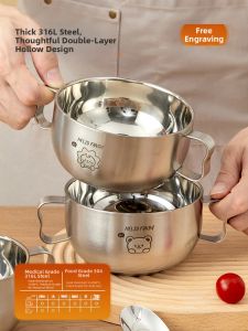 WODEBAIHUI | Double Layer Insulation Baby Feeding Bowl with Handle