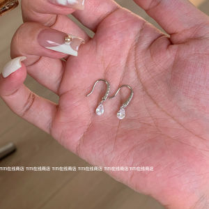 Minimalist Waterdrop Flash Diamond Earring Hooks Womens Style Super Versatile Daily Commute Ear Jewelry Simple And Grand