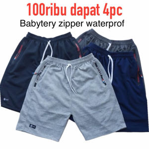 celana pendek sport premium resleting zipper pria