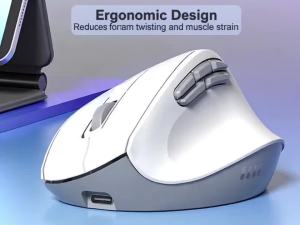 NexusClick Vertical Ergonomic Multi-Device Wireless MouseSilent Click Rechargeable Adjustable DPI Portable Office Computer Mice