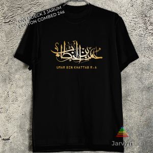 JARVLYN - KAOS COTTON COMBED 24s DISTRO PRIA DEWASA MOTIF KALIGRAFI UMAR BIN KHATTAB T-SHIRT PREMIUM