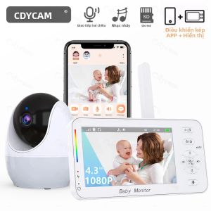 Camera Giám Sát Trẻ Em WiFi HD 1080P Với Ứng Dụng Điện Thoại Xem Từ Xa Màn Hình 4.3 Đèn Ngủ Chức Năng VOX Tầm Nhìn Ban Đêm Nhạc Ru Giám Sát Nhiệt Độ