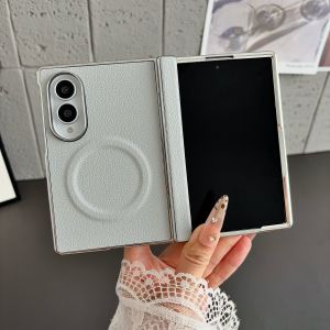 szhaiyu | For Samsung Z Fold 8 Ultra Case Magnetic Electroplated PU Leather Cover for Galaxy Z Fold 8 7 Shockproof for Magsafe Phone Cover