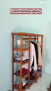 Rak Gantungan Baju Kayu & Triangle Stand Hanger Lemari Baju Aesthetic Rak Pakaian Susun rak display