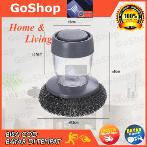 GoShop Sikat Kawat Penggosok Wajan / Panci Dilengkapi Dengan Dispenser Sabun Spons Sabut Penggosok Panci Wajan