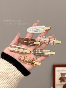 Phong Cách Anh Quốc College Grid Không Để Lại Dấu Vết Kẹp Tóc Phụ Kiện Tóc Tóc Mái Lệch Hai Bên Mặt Trước Mùa Thu Đông