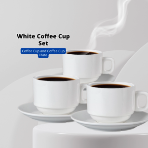 YU Modern White Cup and Saucer Set/Hotel Coffee Cup & Saucer/Set Cawan