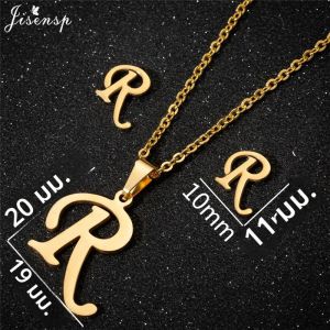 แฟชั่นสแตนเลสตัวอักษรเริ่มต้นต่างหู 26 ตัวอักษรภาษาอังกฤษStudsสําหรับผู้หญิงของขวัญวันเกิดเจาะปรับแต่งเครื่องประดับ