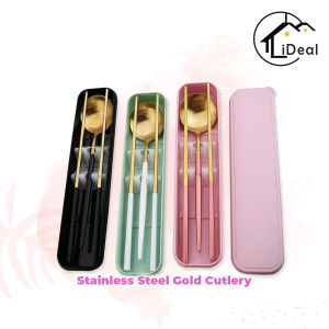 iDeal Home Gold Cutlery Snless Steel Cutlery Dinnerware Set Nordic Cutlery Gold Fork Gold Spoon Gold Knife Gold Chopstick不锈钢餐具