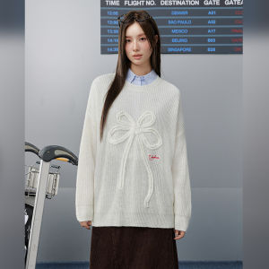 unifree | Áo Sweater Knit Retro Dễ Thương Màu Trắng
