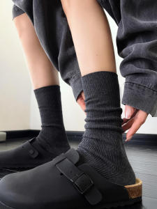 Slimming Vertical Stripes Mid-Calf Socks Leg Lengthening Effect Casual Versatile Womens Travel Essential No Brand Registered