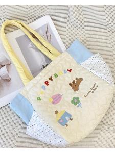 Embroider Puppy Handbag Japanese Style Quilted Tote Bag Work Clothing Womens Large Capacity Portable Student Casual Shoulder Bag