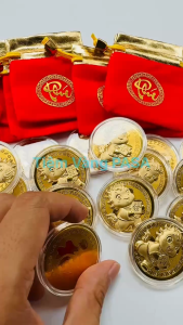 Sỉ Đồng Xu Lá Vàng Hình Con Ngựa Mạ Vàng 2026 - Tặng Túi Phúc Lộc May Mắn Vía Thần Tài May Mắn