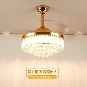 【Free Gifts+24H ship】BBLAMP Tri-Colors Ceiling Fan With Remote Control Retractable Luxury Chandelier Blades Decorative Light LED Light Energy-Saving Chandelier