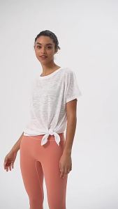 alo yoga ท็อปโยคะหลวมพอดี น้ำหนักเบา แห้งเร็ว วิ่ง กระชับแขนสั้น T ชุดออกกำลังกาย เสื้อกีฬา