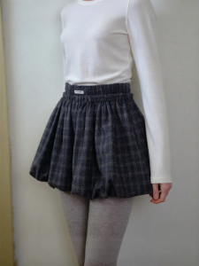 NAPSNAPS | Quần Shorts Dập Vành Cao Co Dãn Kiểu Caro Phong Cách Sơ Mi Rộng