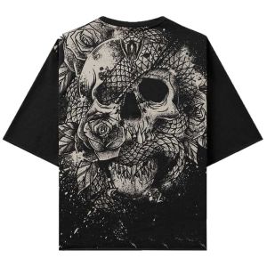 JIANSHENSHIJIAJIANSHEN | Loose Fit Skull Print T-Shirt